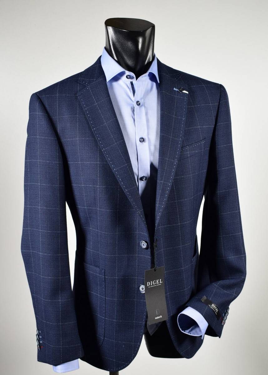Digel Giacca blu a quadri digel drop sei modern fit Vendite Flash