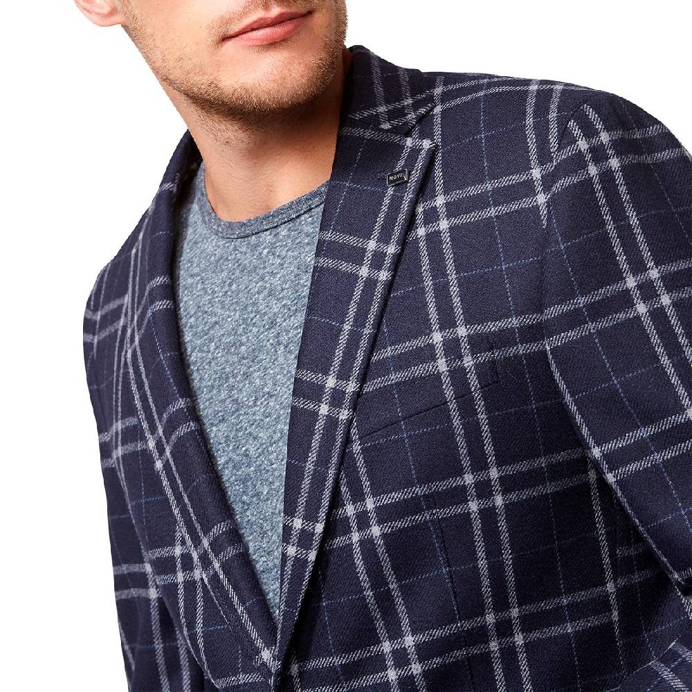 Digel Giacca moda slim fit digel in misto lana blu a quadri In Saldo