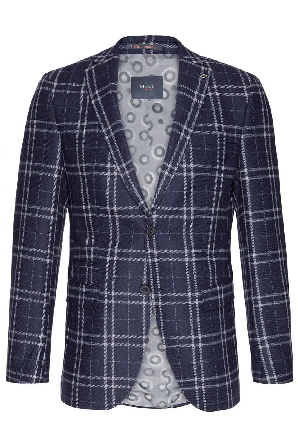 Digel Giacca moda slim fit digel in misto lana blu a quadri In Saldo