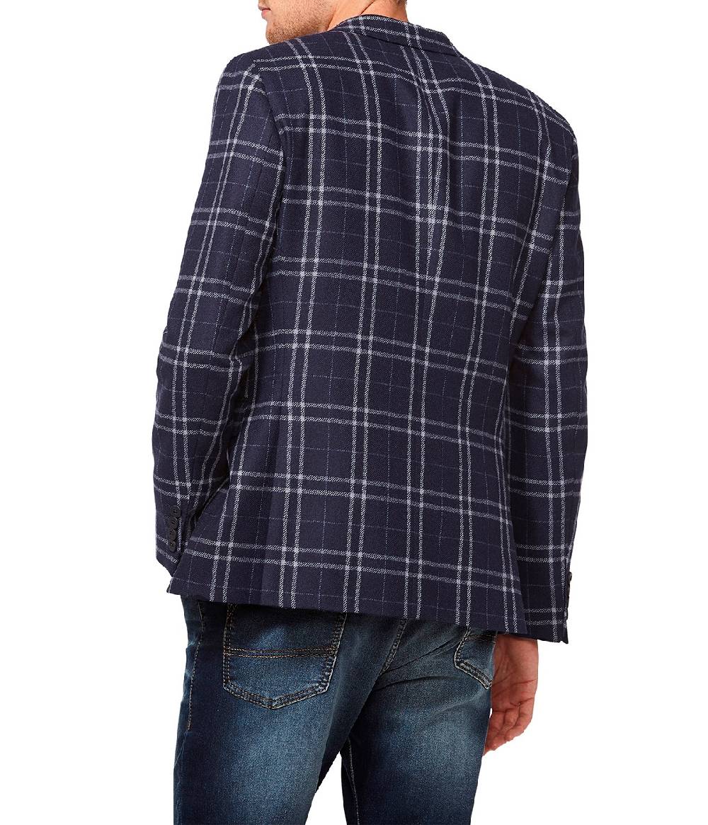 Digel Giacca moda slim fit digel in misto lana blu a quadri In Saldo