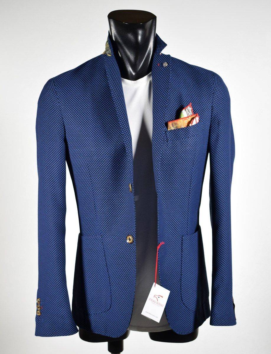 Falko Rosso Giacca blu sfoderata slim fit misto viscosa made in italy 2025