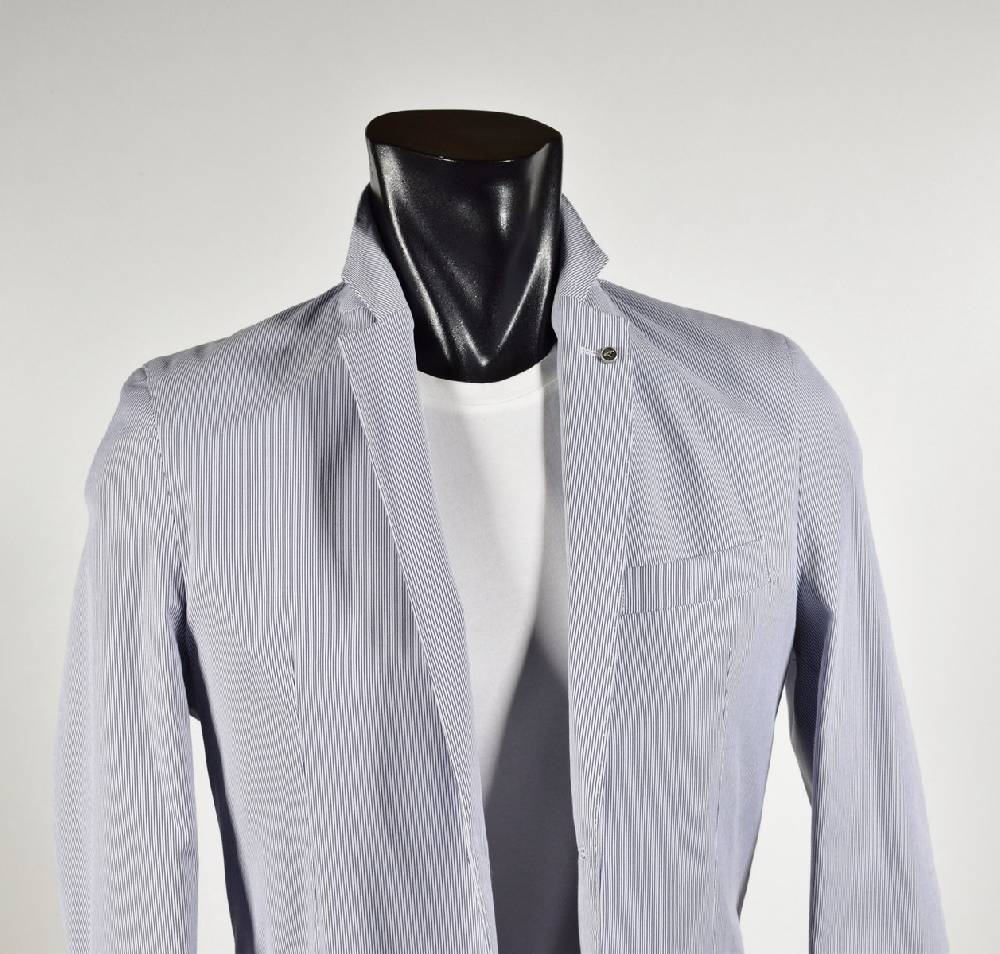 Falko Rosso Giacca misto cotone elasticizzato a righe azzurro sfoderata made in italy Italy