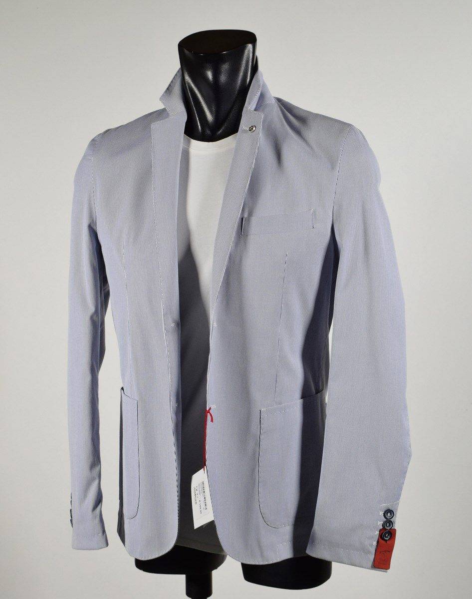 Falko Rosso Giacca misto cotone elasticizzato a righe azzurro sfoderata made in italy Italy