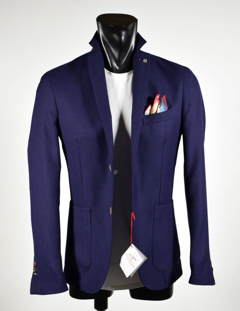 Falko Rosso Giacca slim fit blu sfoderata falko rosso misto viscosa Italia