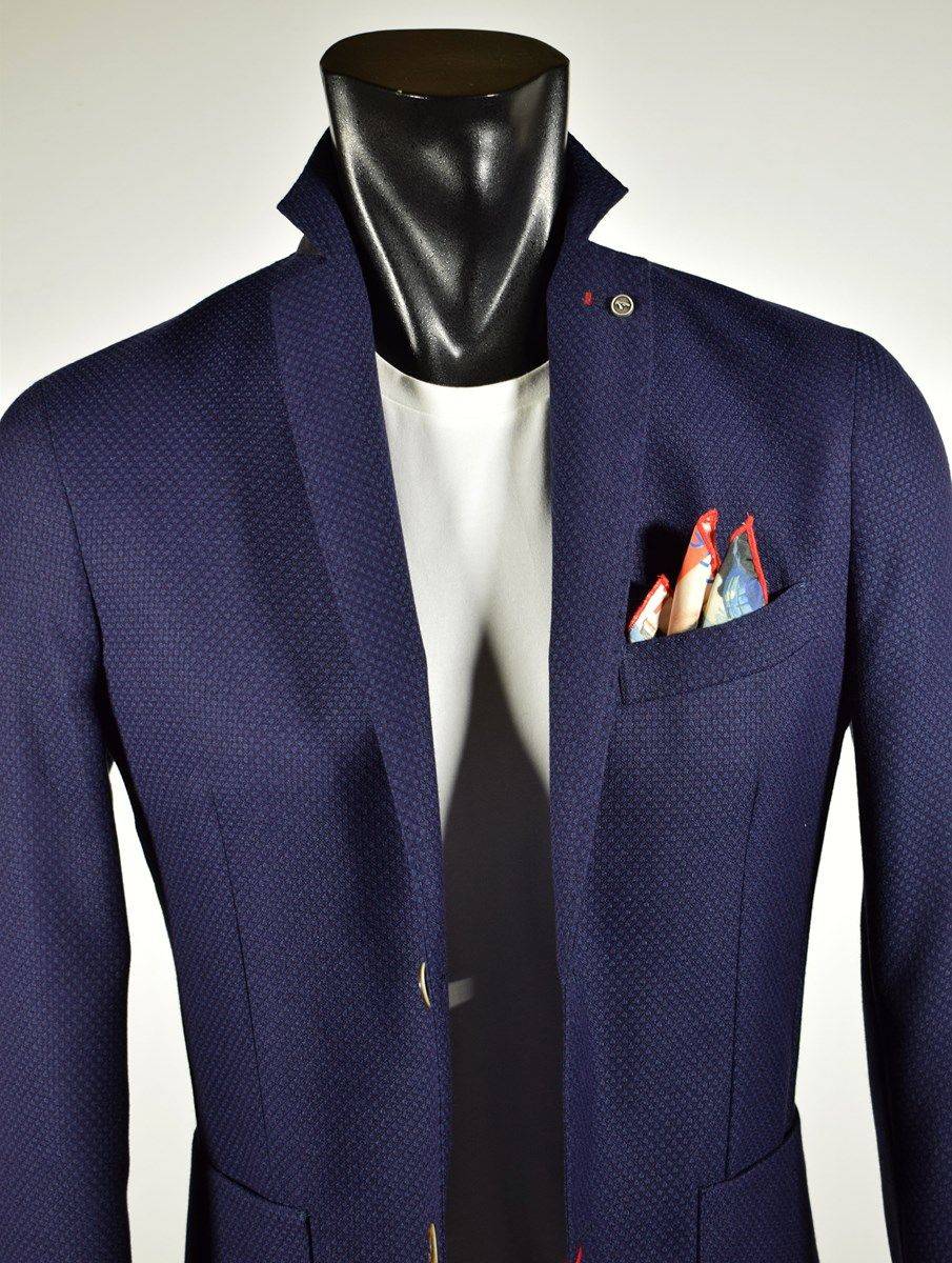Falko Rosso Giacca slim fit blu sfoderata falko rosso misto viscosa Italia