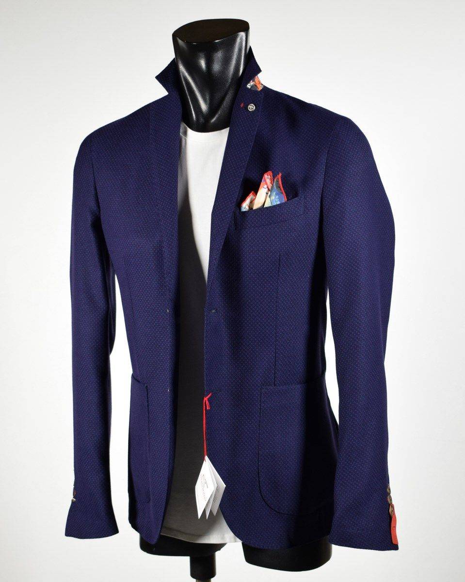 Falko Rosso Giacca slim fit blu sfoderata falko rosso misto viscosa Italia