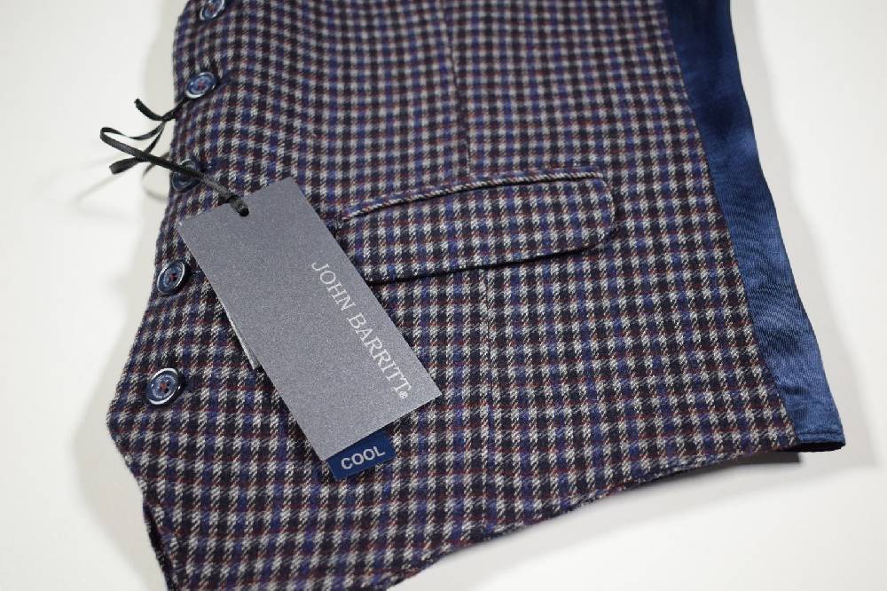 John Barritt Gilet john barritt slim fit fantasia a quadri blu e bordeaux misto lana 2025