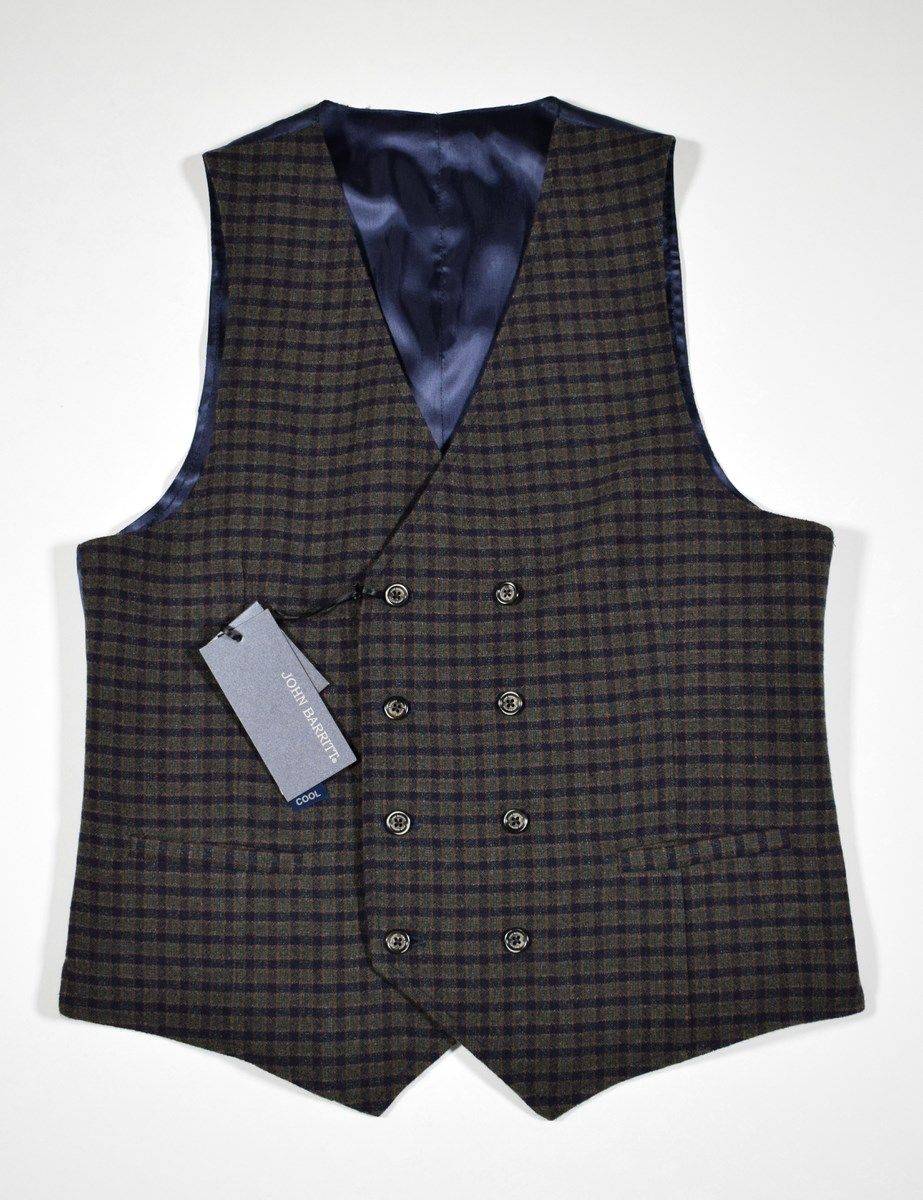 John Barritt Gilet john barritt doppio petto slim fit fantasia a quadri blu verde In Linea
