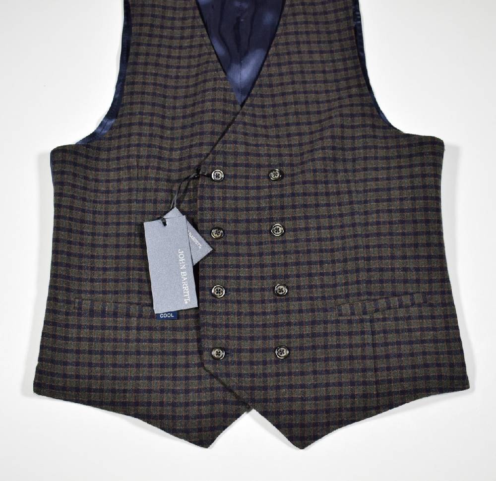 John Barritt Gilet john barritt doppio petto slim fit fantasia a quadri blu verde In Linea
