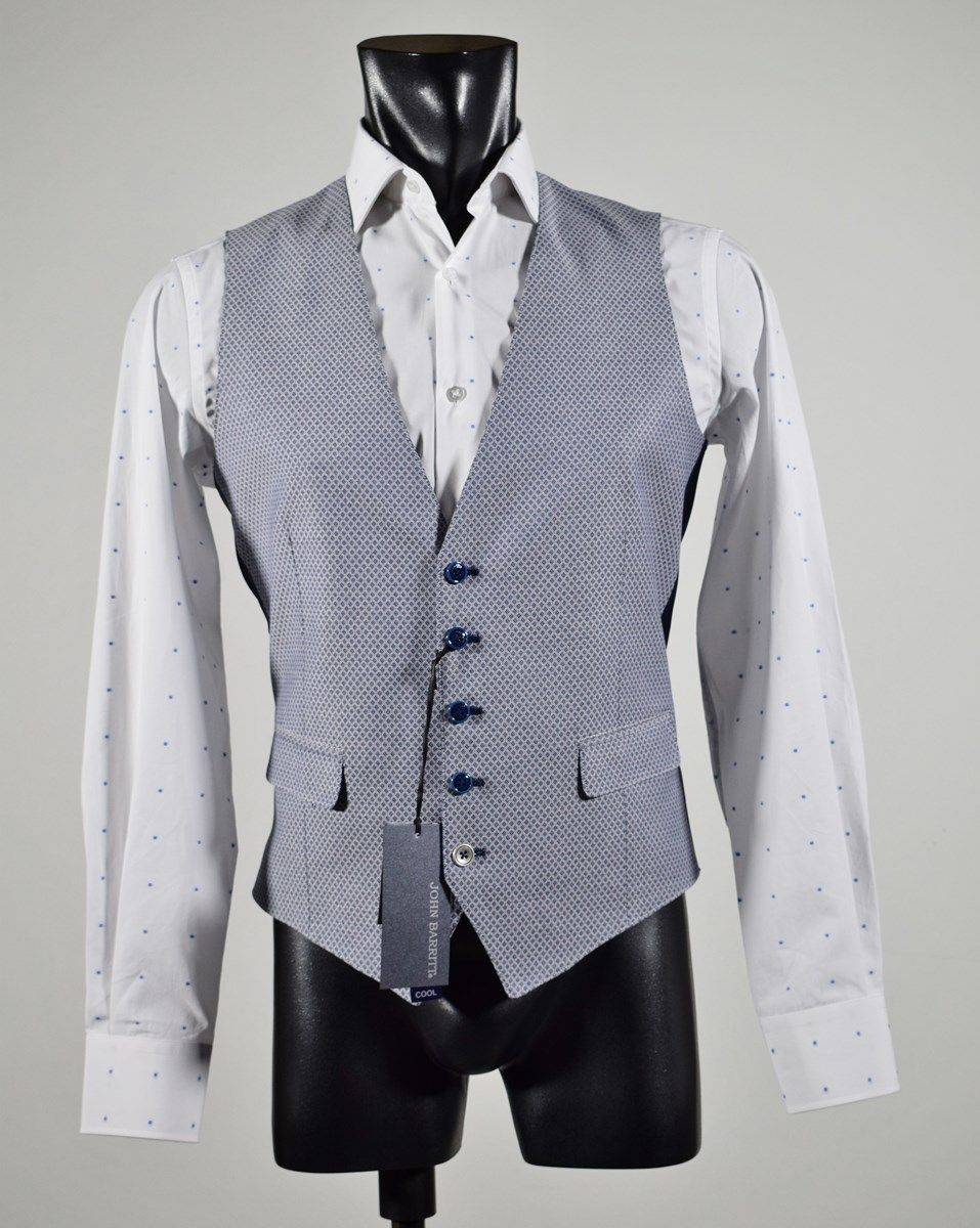 John Barritt Gilet in cotone stretch john barritt micro fantasia blu Spedizione Gratuita