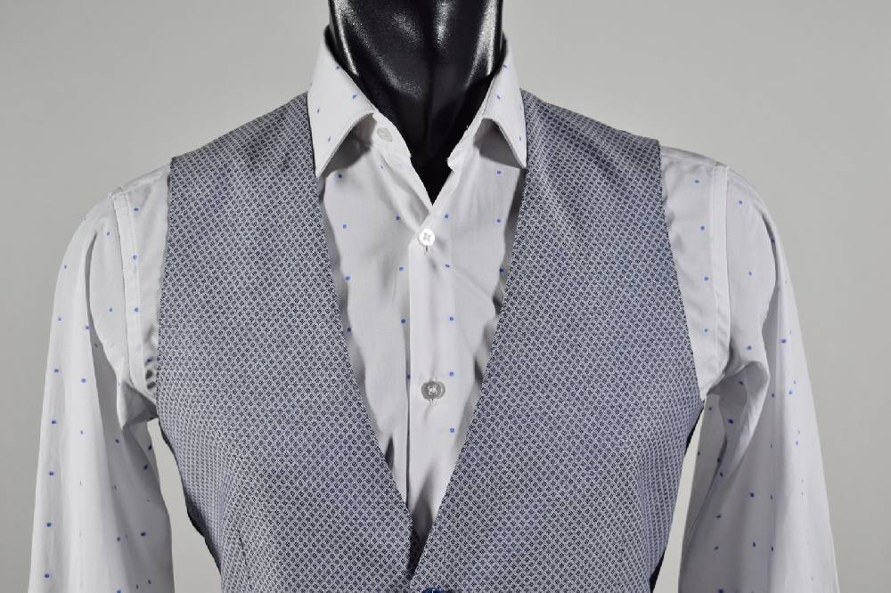 John Barritt Gilet in cotone stretch john barritt micro fantasia blu Spedizione Gratuita
