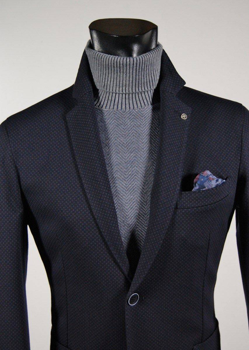 Falko Rosso Giacca blazer sfoderato micro fantasia blu falko rosso Soddisfazione Garantita