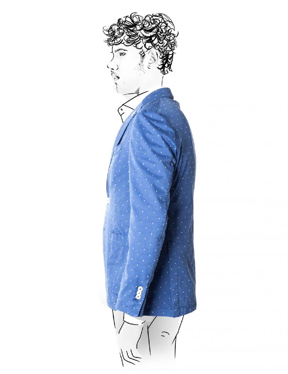Fradi Giacca slim fit sfoderata fradi in cotone stretch a pois due colori Promozione Limitata