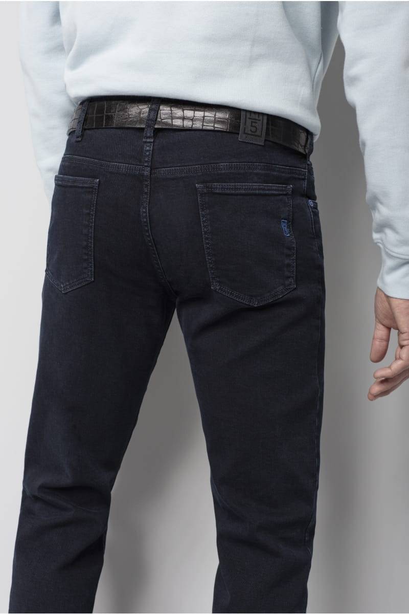 Meyer Jeans blu stone washed regular fit denim stretch bio m5 Convenienza