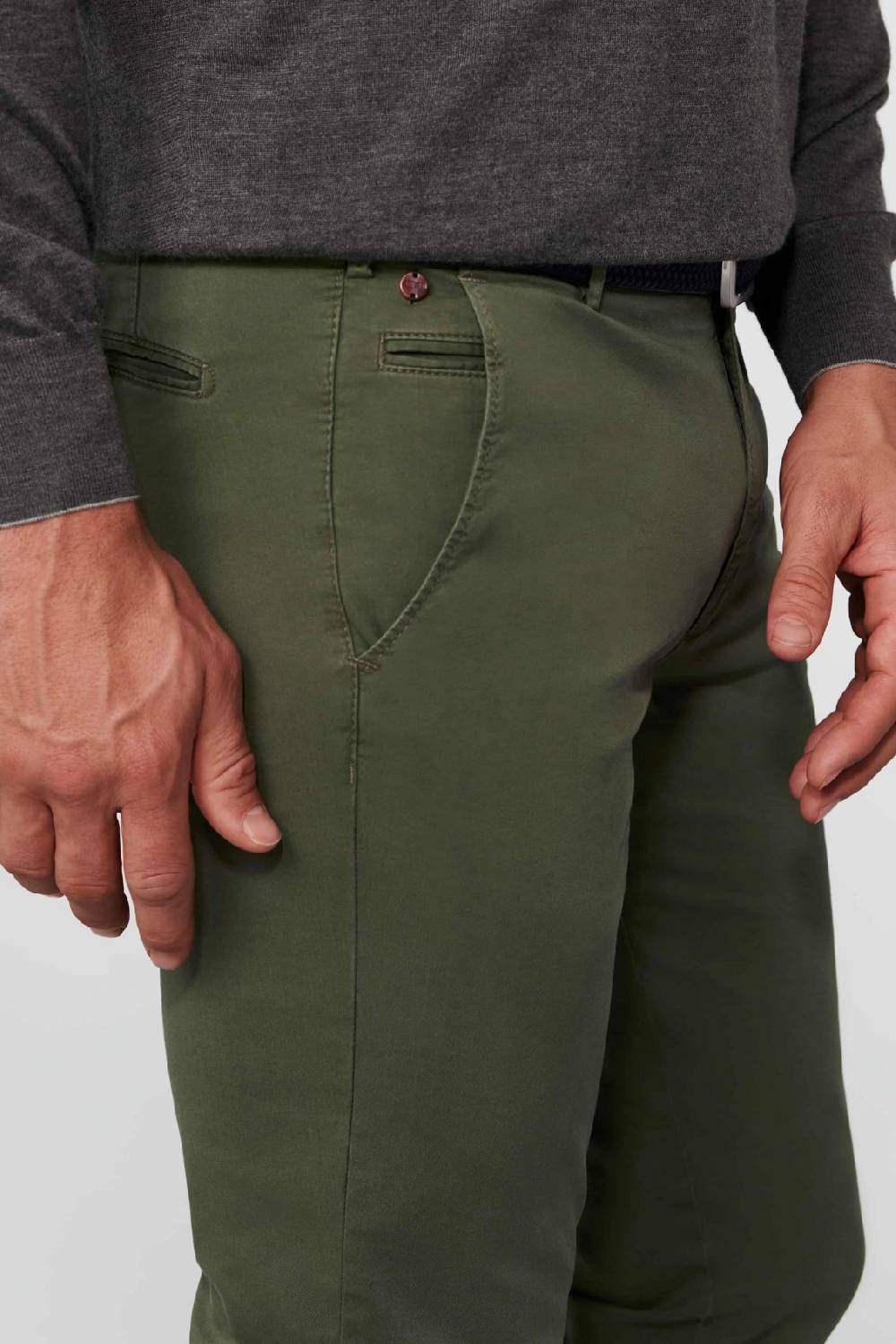 Meyer Pantalone verde oliva meyer cotone bio stretch modern fit In Linea