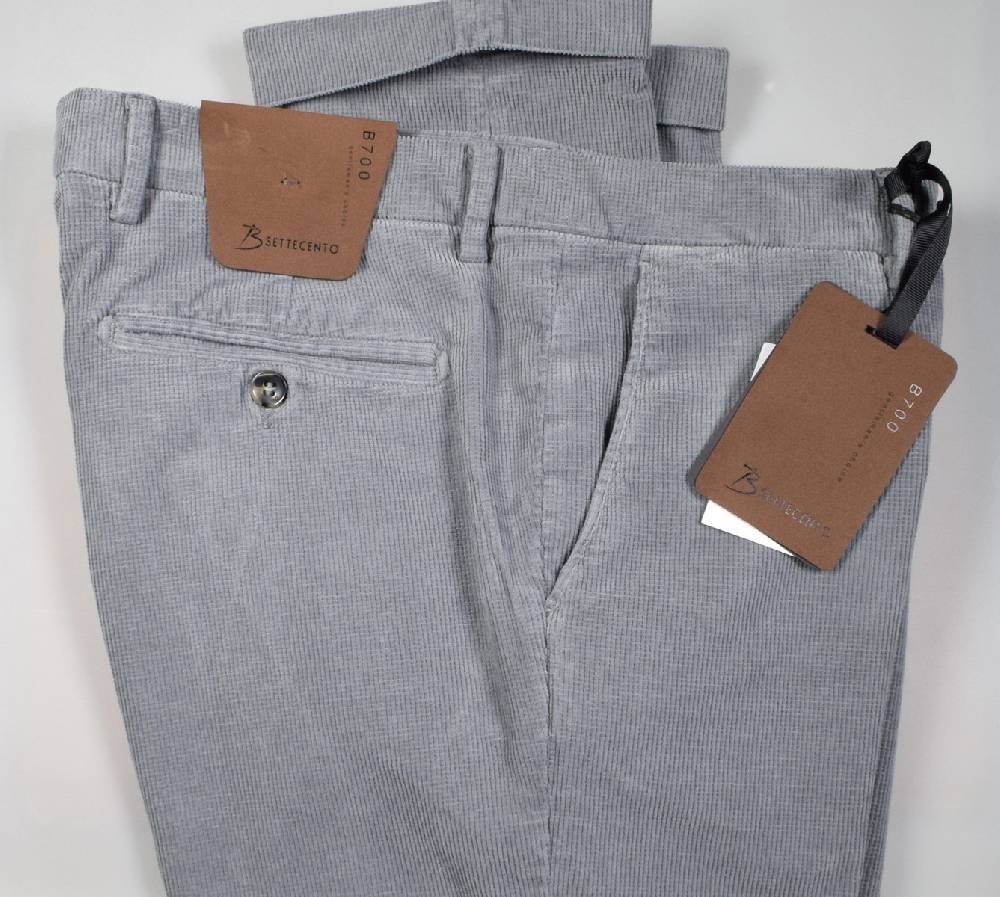 B Settecento Pantalone grigio chiaro bsettecento in velluto stretch armaturato slim fit Promozione Limitata