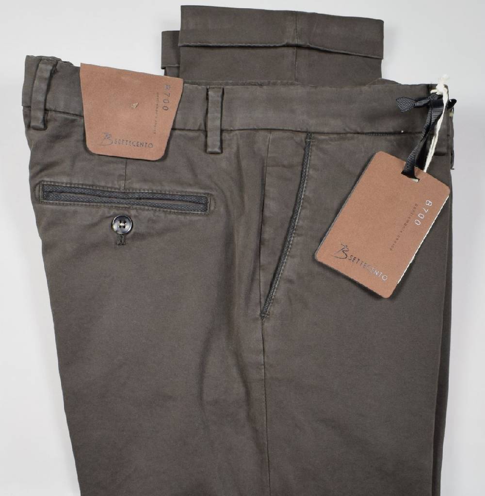 B Settecento Pantalone marrone bsettecento in cotone raso stretch slim fit Fino Al -60%
