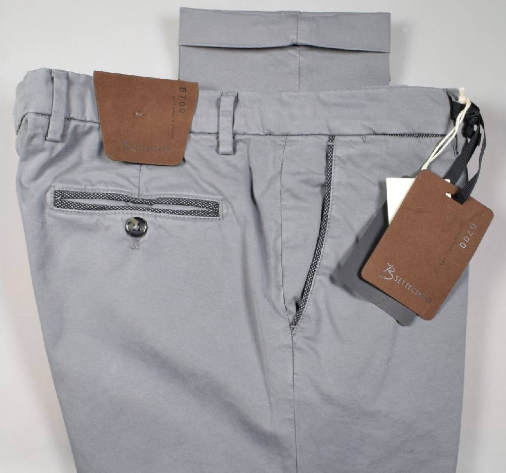 B Settecento Pantalone grigio chiaro bsettecento in cotone raso stretch slim fit Negozi Online