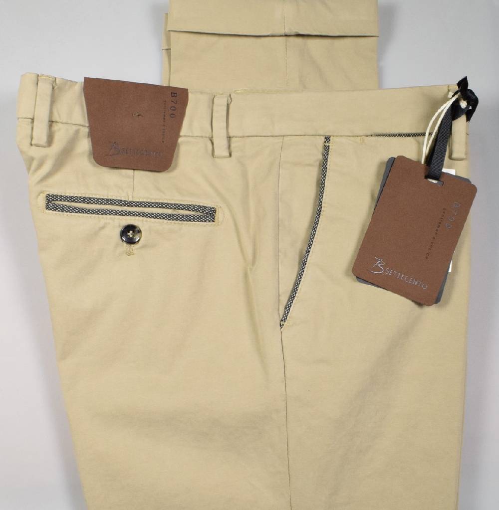 B Settecento Pantalone beige bsettecento in cotone raso stretch slim fit Consegna Veloce