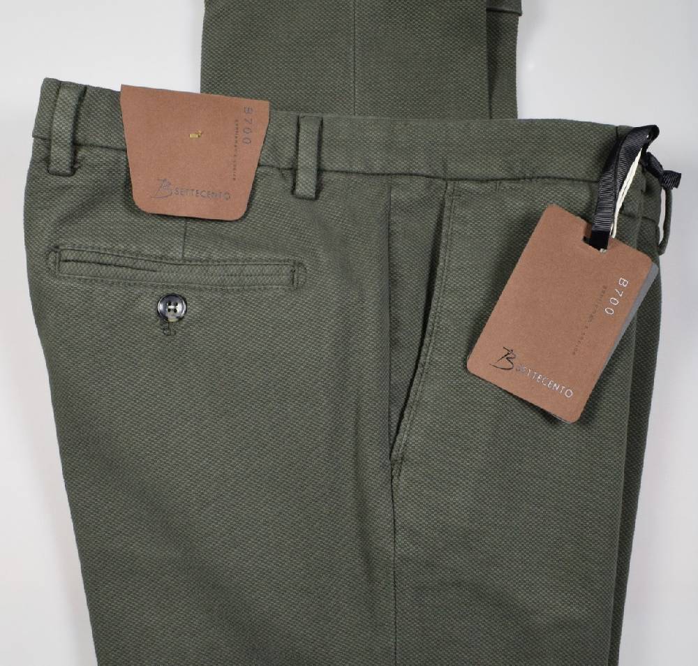 B Settecento Pantalone verde bsettecento in cotone stretch armaturato slim fit Promozione Limitata