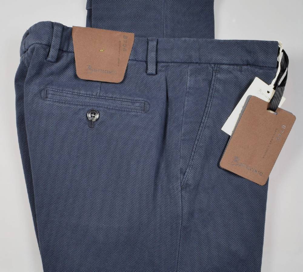 B Settecento Pantalone blu bsettecento in cotone stretch armaturato slim fit Shopping Online