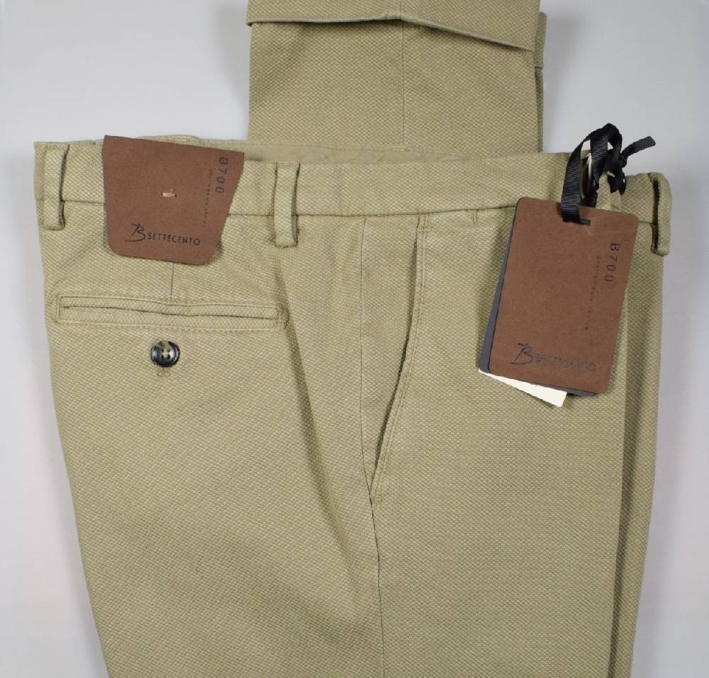 B Settecento Pantalone beige bsettecento in cotone stretch armaturato slim fit Affare Del Giorno