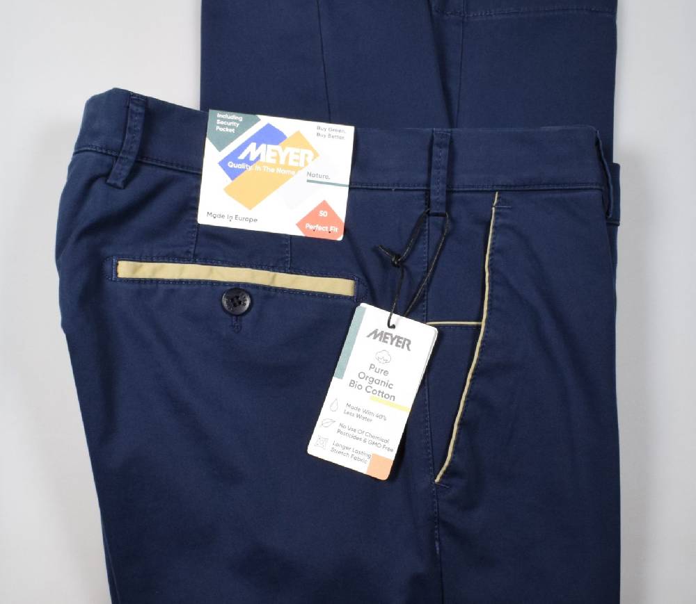 Meyer Pantalone meyer blu cotone bio vestibilità perfetta Vendita Economica
