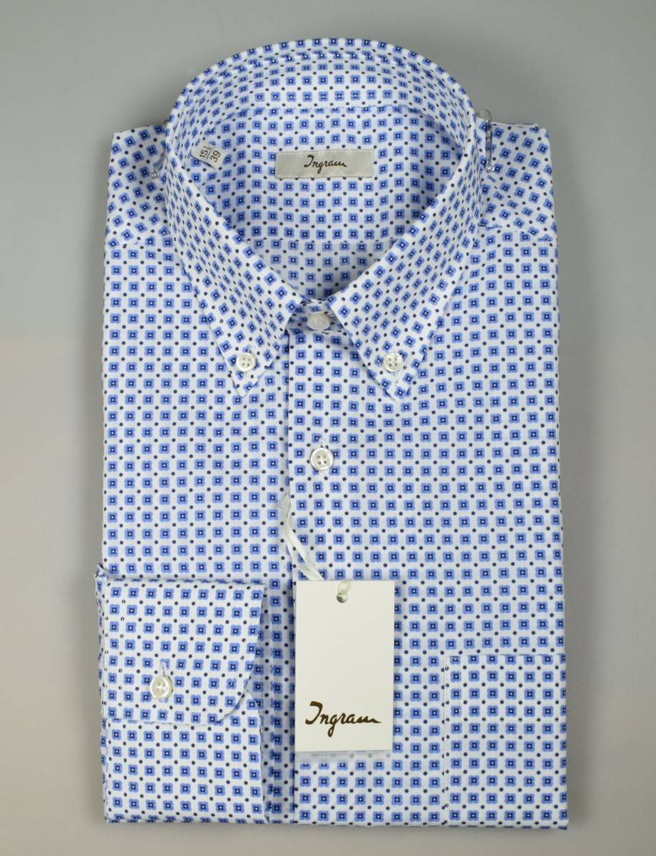Ingram Camicia ingram button down cotone stampato regular fit In Saldo