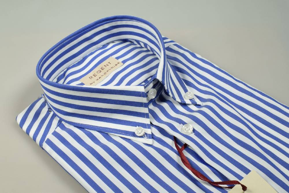Regent by Pancaldi Camicia a righe azzurro pancaldi regular fit cotone stretch Nuova