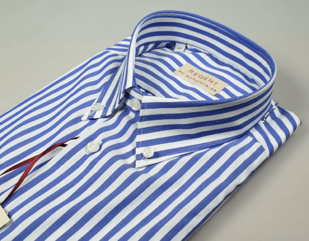 Regent by Pancaldi Camicia a righe azzurro pancaldi regular fit cotone stretch Nuova
