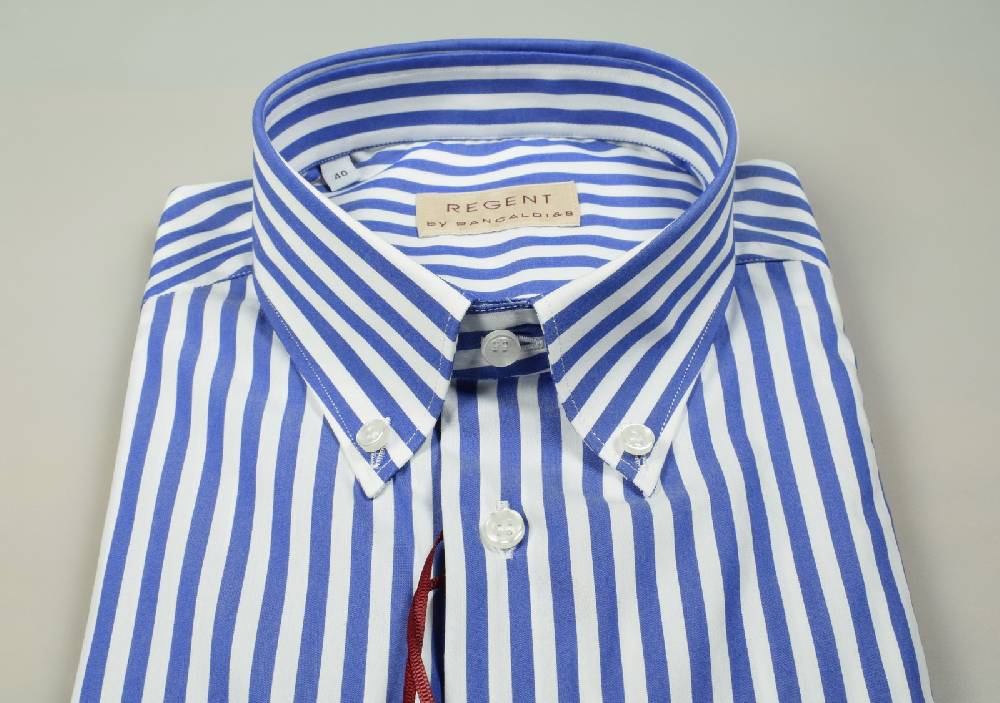 Regent by Pancaldi Camicia a righe azzurro pancaldi regular fit cotone stretch Nuova