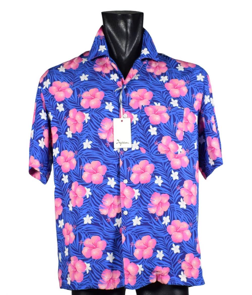 Camicia ingram fantasia floreale hawaiana collo bowling Sconto di tempo limitato
