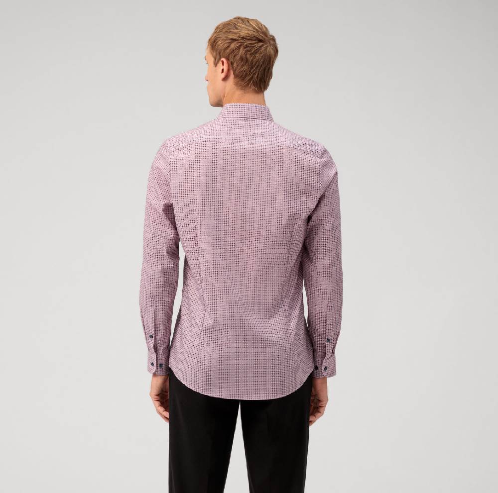 Olymp Camicia bordeaux olymp slim fit cotone stretch stampato Prezzo di fabbrica