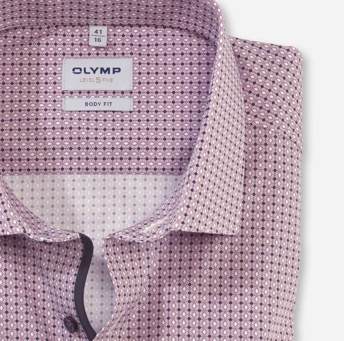 Olymp Camicia bordeaux olymp slim fit cotone stretch stampato Prezzo di fabbrica