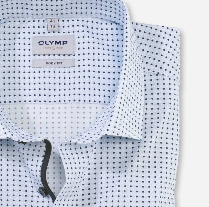 Olymp Camicia azzurra olymp slim fit cotone stretch stampato Offerta speciale