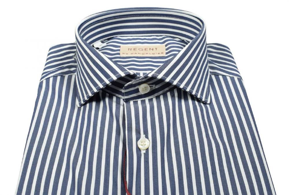 Regent by Pancaldi Camicia pancaldi slim fit blu scuro a righe cotone stretch Comprare a buon mercato