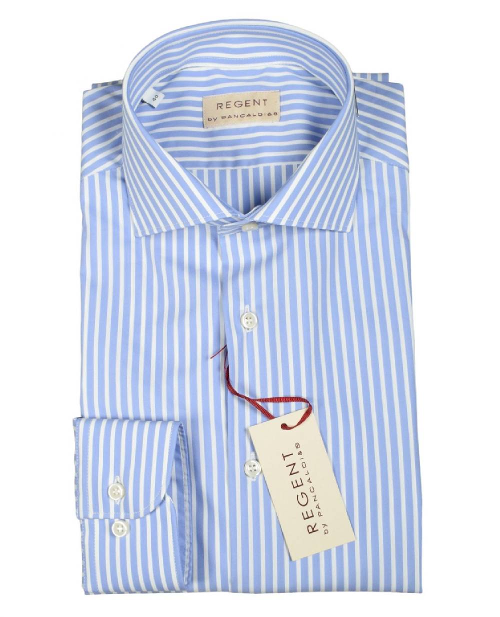 Regent by Pancaldi Camicia pancaldi slim fit celeste a righe cotone stretch Grande vendita