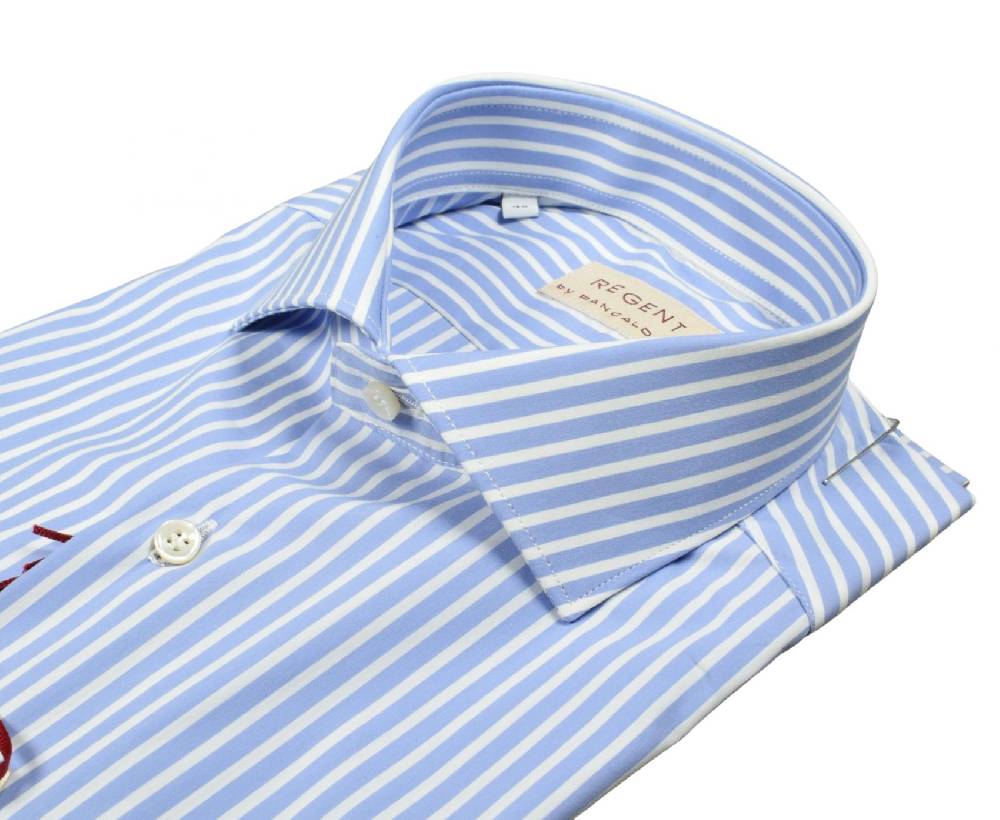 Regent by Pancaldi Camicia pancaldi slim fit celeste a righe cotone stretch Grande vendita
