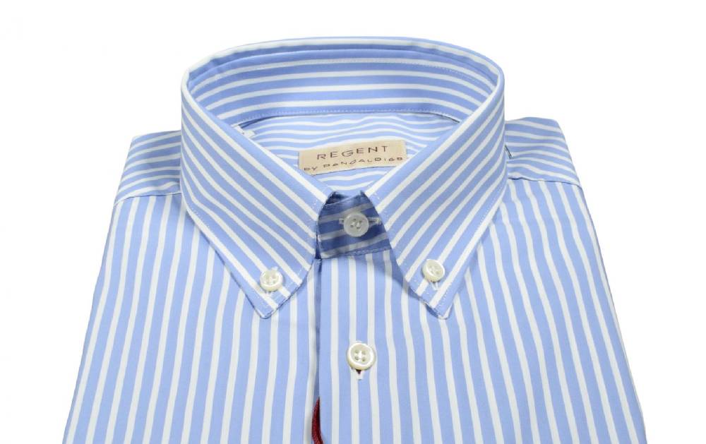 Regent by Pancaldi Camicia pancaldi celeste a righe regular fit cotone stretch Flash Sale