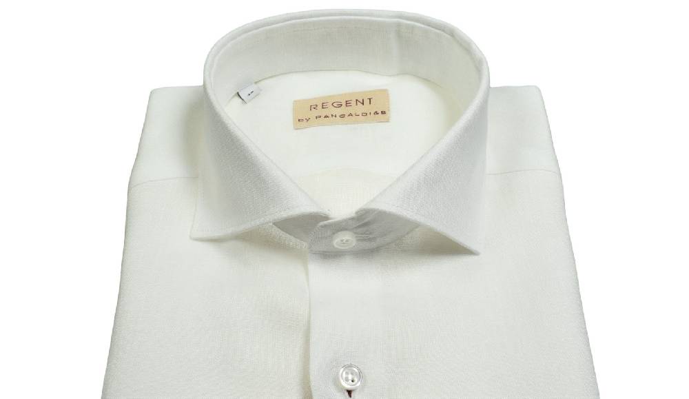 Regent by Pancaldi Camicia bianca pancaldi slim fit in puro lino collo alla francese Cyber Monday