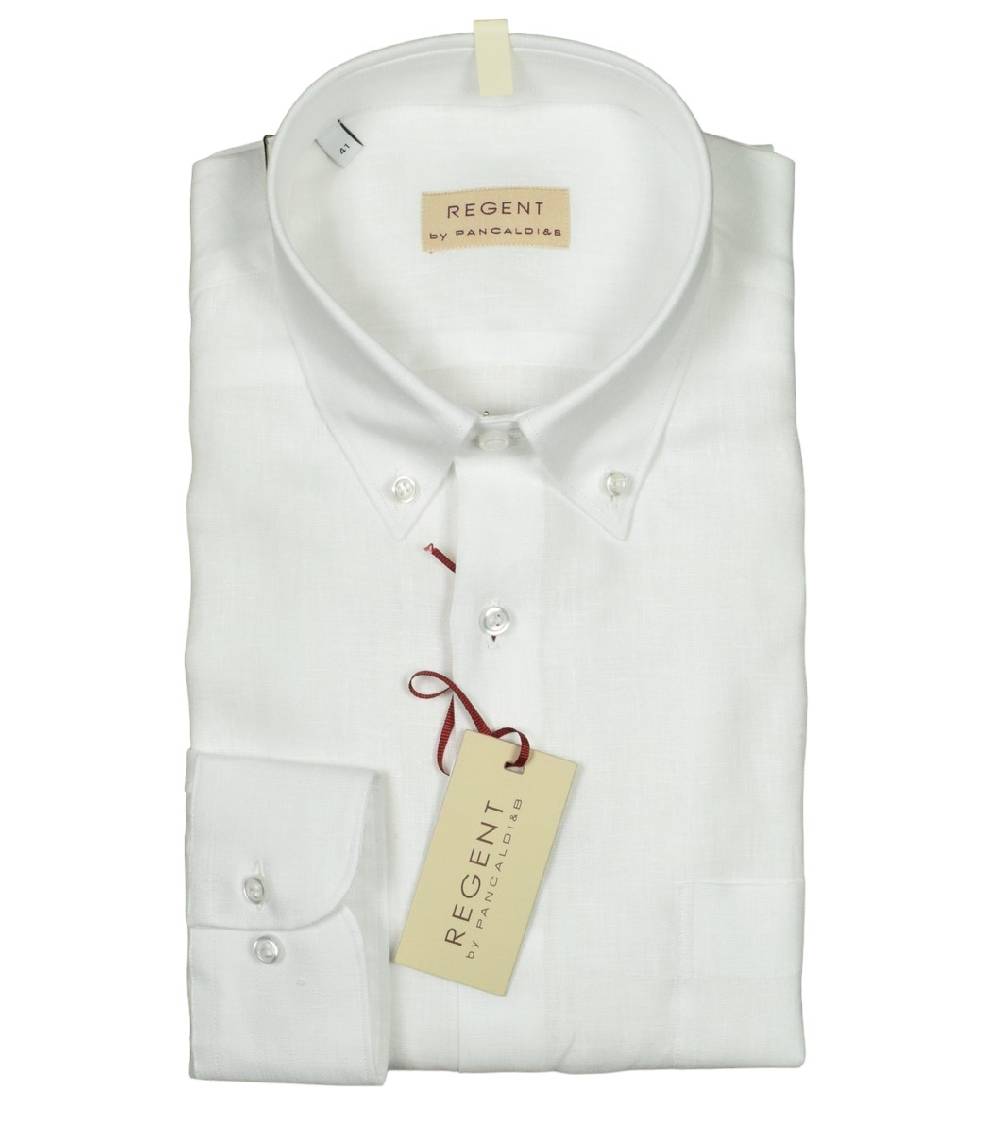 Regent by Pancaldi Camicia in puro lino bianca pancaldi regular fit Offerta natalizia
