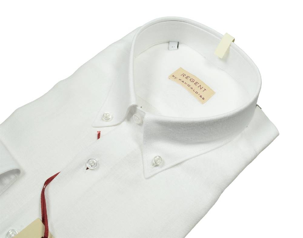Regent by Pancaldi Camicia in puro lino bianca pancaldi regular fit Offerta natalizia