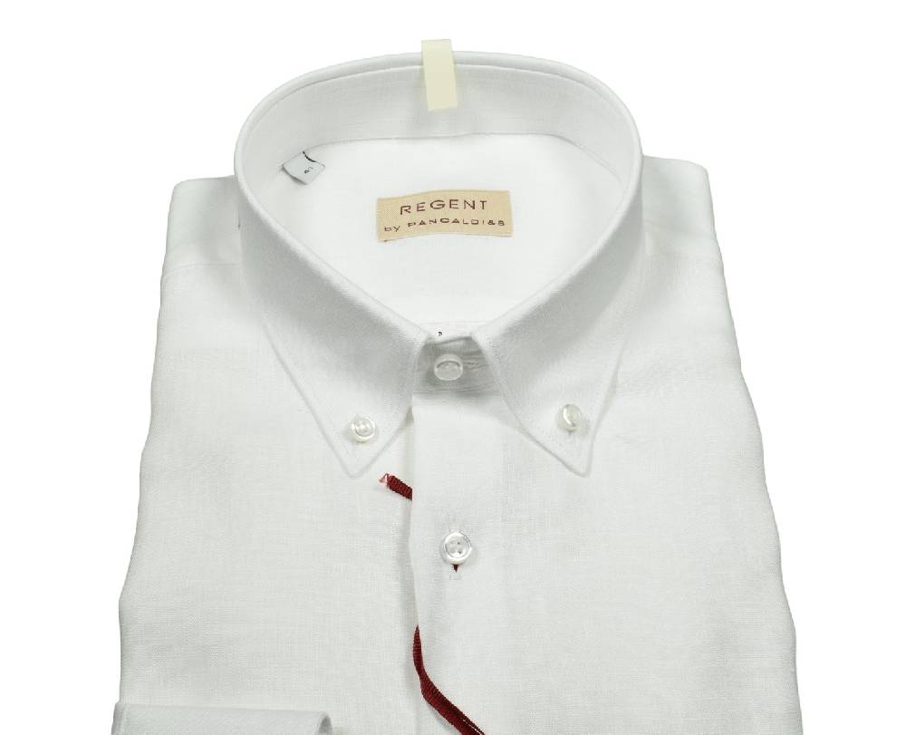 Regent by Pancaldi Camicia in puro lino bianca pancaldi regular fit Offerta natalizia