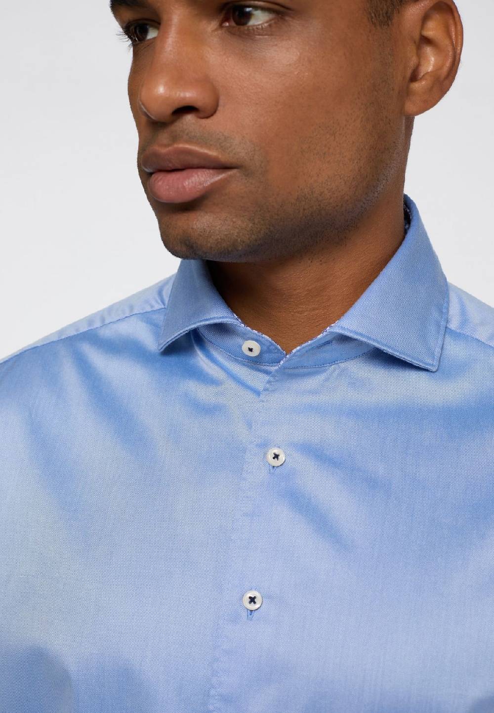 Eterna Camicia celeste eterna cotone twill ritorto modern fit interno in contrasto Offerta Pasqua