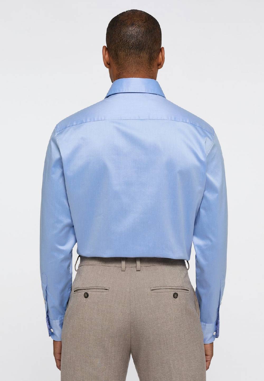 Eterna Camicia celeste eterna cotone twill ritorto modern fit interno in contrasto Offerta Pasqua