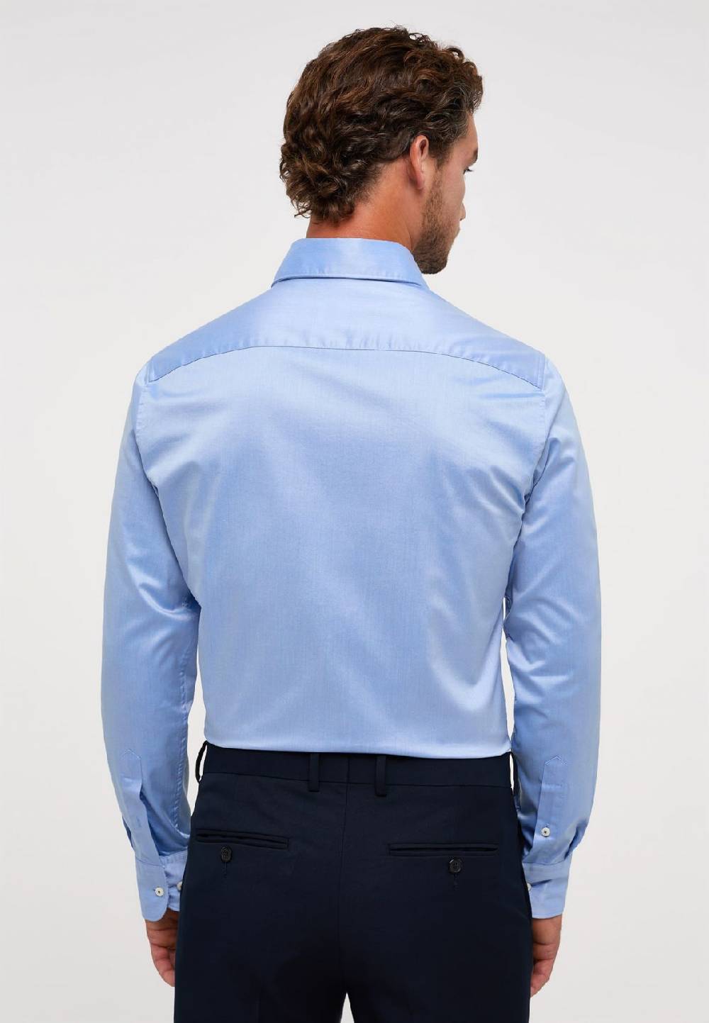 Eterna Camicia celeste eterna slim fit cotone twill interno in contrasto Vendita calda