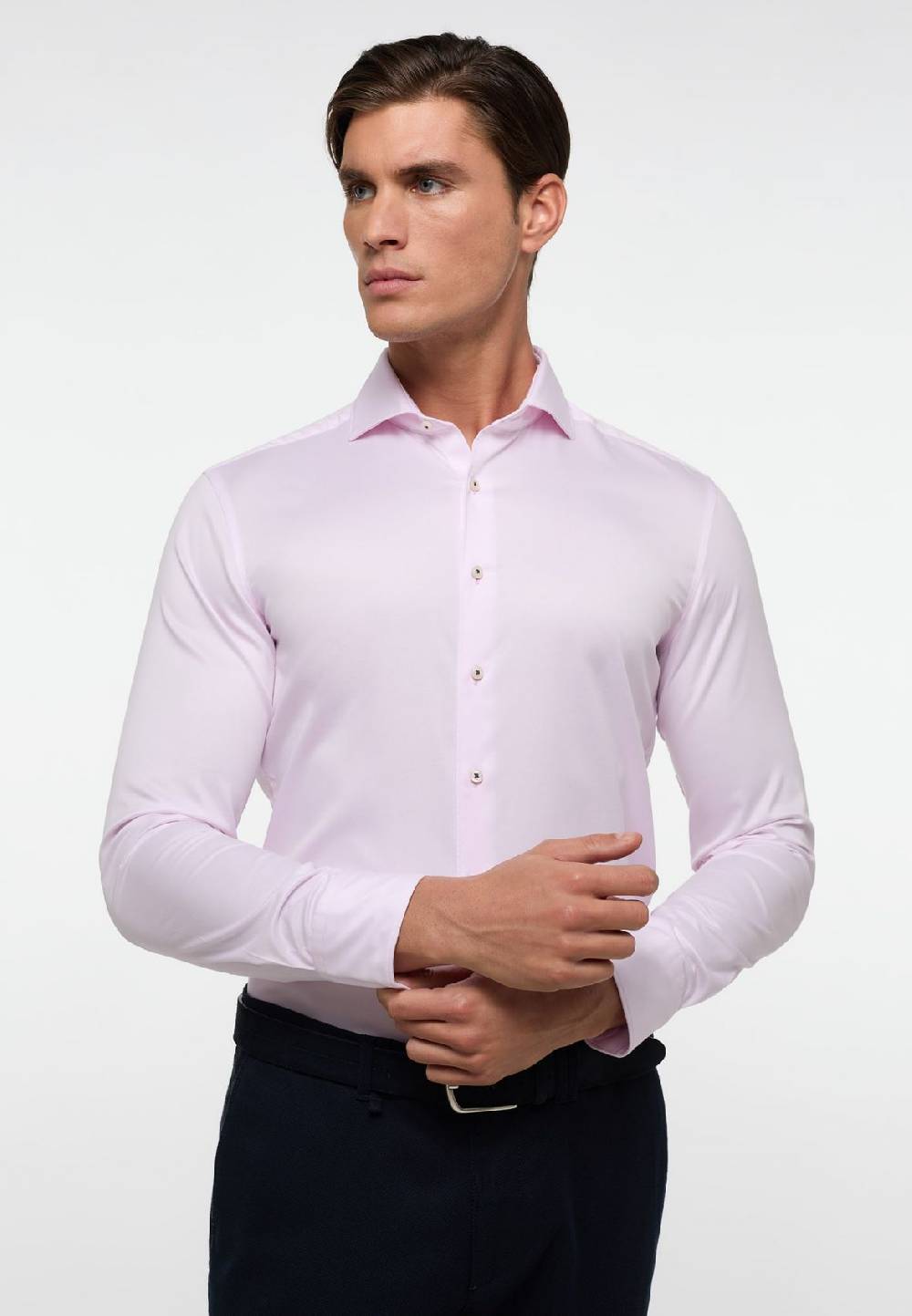 Eterna Camicia eterna slim fit rosa chiaro in cotone twill ritorto Latest fashion