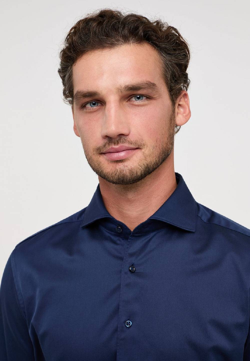 Eterna Camicia eterna slim fit blu scuro in cotone twill ritorto Online Outlet