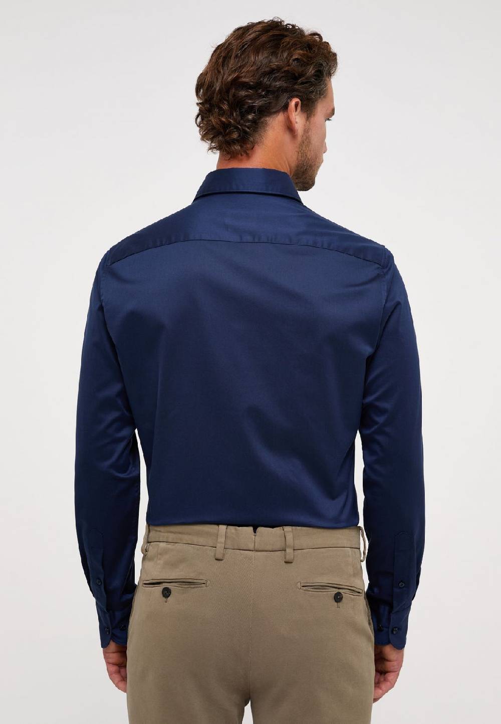 Eterna Camicia eterna slim fit blu scuro in cotone twill ritorto Online Outlet