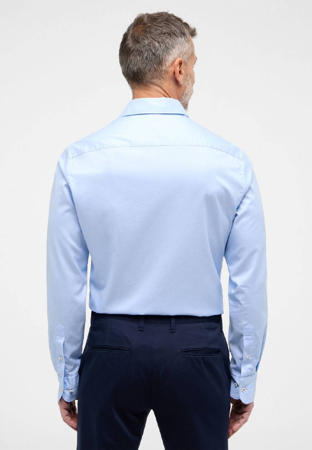 Eterna Camicia eterna slim fit celeste in cotone twill ritorto Offerta temporanea